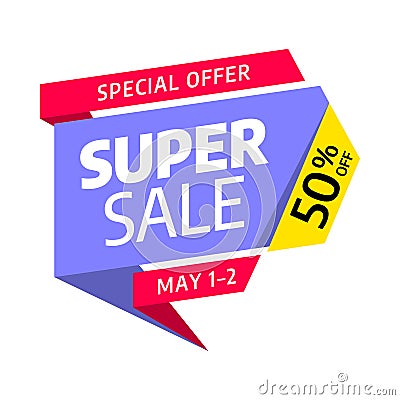 Super Sale. Big sale special offer. Banner template design. Can be used for discount tag or app icon or coupons or Vector Illustration