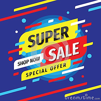 Super sale discount - vector layout concept illustration. Abstract advertising promotion banner. Creative background. Special offe Vector Illustration