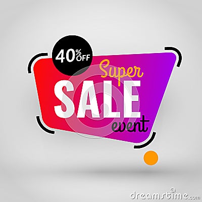 Super Sale event, special offer banner Vector Illustration