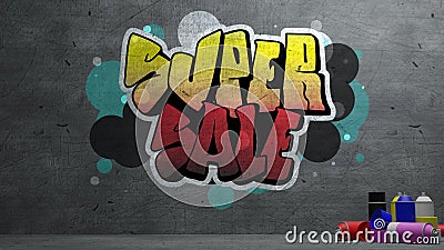 Super sale Graffiti on concrete wall texture Stone wall background , 3d rendering Stock Photo