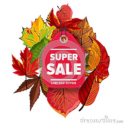 Super sale label. Limited offer. Cartoon Illustration