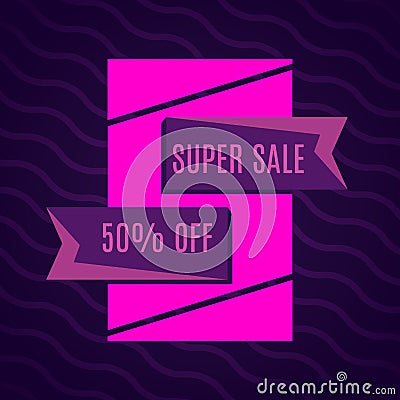 Super sale pink on dark pink background. Vector Illustration