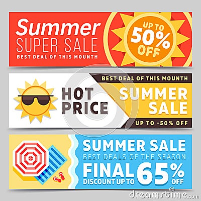 Super sale summer vector banners Vector Illustration