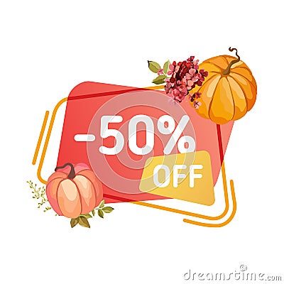 Super sale Thanksgiving banner. Autumn special offer badge for web design and discount promotion Vector Illustration