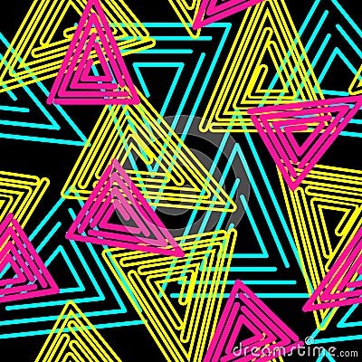 Vector seamless pattern,Playful geometric neon repeat pattern. Stock Photo