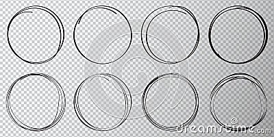 Super set of circles lines sketch hand drawn. Doodle circles for design elements, messages, notes labels. Bubble proet vector Vector Illustration