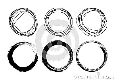 Super set of circles lines sketch hand drawn. Doodle circles for design elements, messages, notes labels Vector Illustration