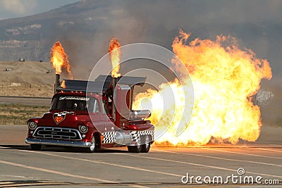 Super Shockwave twin Jet Engine Truck. Editorial Stock Photo