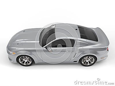 Super silver urban muscle car - side view Stock Photo