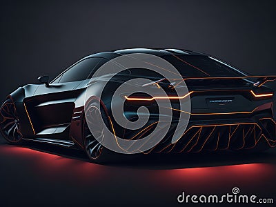 Super sports car with accentuated lines and play of light. Ai generated Stock Photo