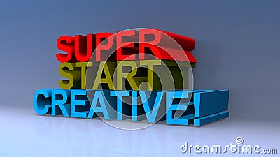 Super start creative on blue Stock Photo