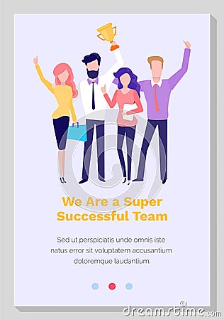 Super successful team vector illustration. Teamwork in business world. Website landing page template Cartoon Illustration