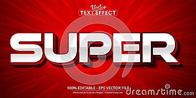 Super text, red color style editable text effect Vector Illustration