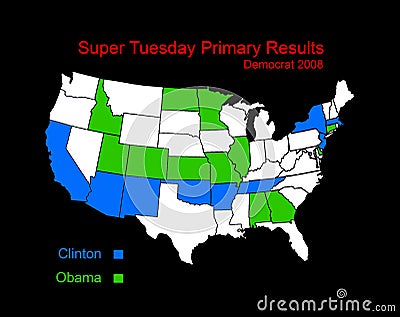 Super Tuesday results map Stock Photo