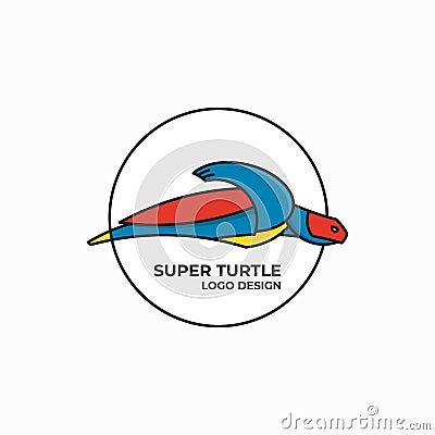 Super turtle logo design Vector Illustration
