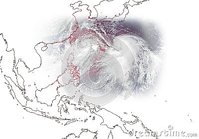 Super Typhoon Red Alert - Typhoon Lekima Stock Photo
