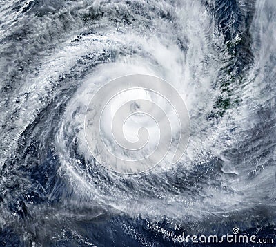 Super Typhoon, tropical storm, cyclone, hurricane, tornado, over ocean. Weather background. Typhoon, storm, windstorm, superstorm Stock Photo