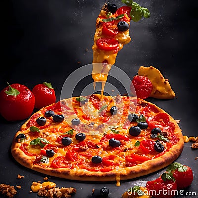Super Veggie Pizza: Rich in Nutrients and Full of Flavor Stock Photo