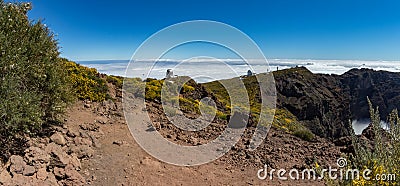 Super wide panorama of Roque de los Muchachos Observatory located in the island of La Palma in the Canary Islands. Observatory at Stock Photo