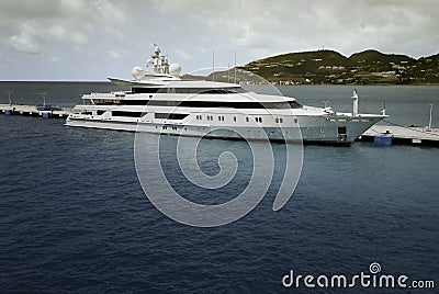 Super Yacht moored at Saint Maarten Stock Photo