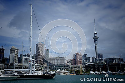 Super yacht sailboat in Auckland harbour, New Zealand Editorial Stock Photo