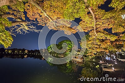 Superb view, fall color at Daikaku-ji Temple, Japan in the autum Stock Photo