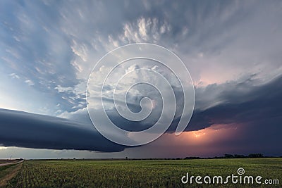 Supercell thunderstorm cumulonimbus cloud in Nebraska Stock Photo