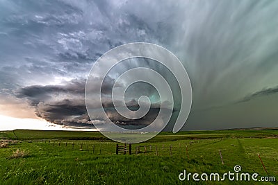 Supercell thunderstorm with dramatic sky Stock Photo