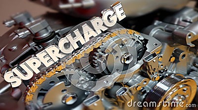 Supercharge Engine Word Turbo Horsepower Stock Photo