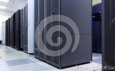 Supercomputer clusters in the room of modern data center Stock Photo