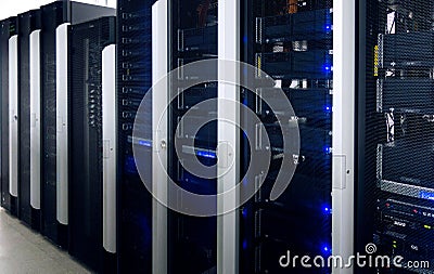 Supercomputers in computational data center Stock Photo