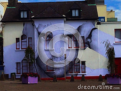 Supercool and streetart in Galway, Ireland Editorial Stock Photo