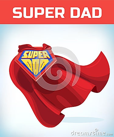 Superdad sign. Super dad. Father day. Shield isolated on blue background. vector illustration. Vector Illustration