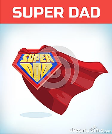 Superdad sign. Super dad. Father day. Shield isolated on blue background. vector illustration. Vector Illustration