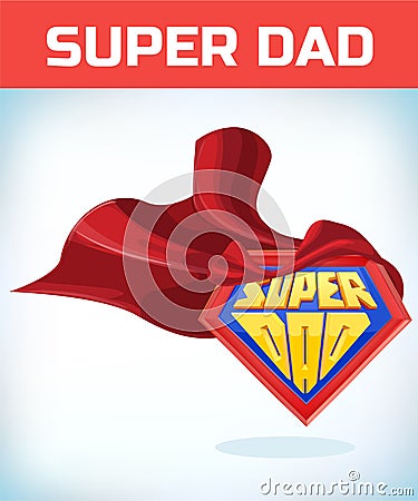 Superdad sign. Super dad. Father day. Shield isolated on blue background. vector illustration. Vector Illustration