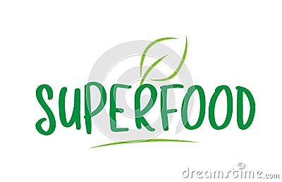 superfood green word text with leaf icon logo design Vector Illustration