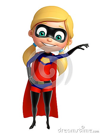 Supergirl with Funny pose Cartoon Illustration