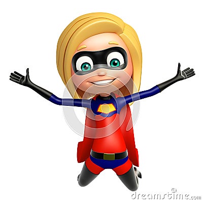 Supergirl with Funny pose Cartoon Illustration