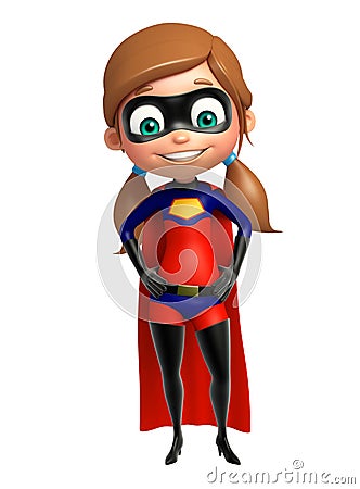 Supergirl with Funny pose Cartoon Illustration