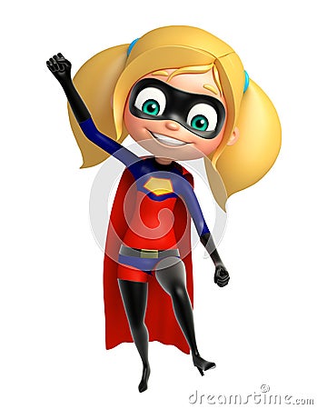 Supergirl with Funny pose Cartoon Illustration
