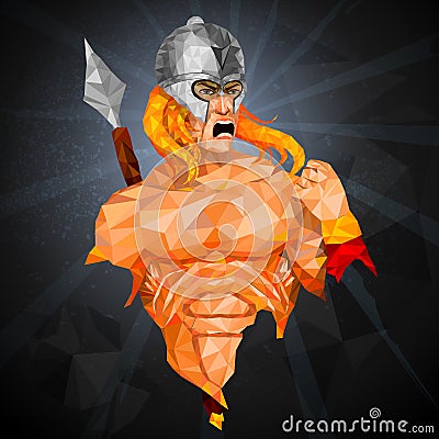 Superhero in abstract low poly polygon style Vector Illustration