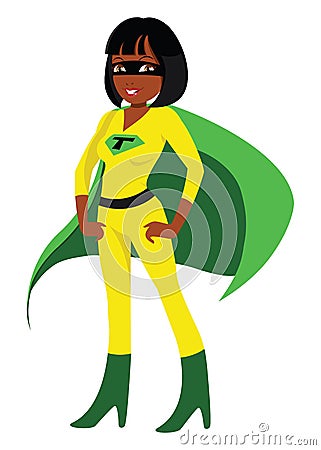 Superhero black female Vector Illustration