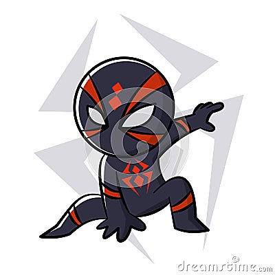 Superhero Black Spider Sticker Vector Illustration