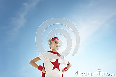 Superhero Boy Imagination Freedom Happiness Concept Stock Photo