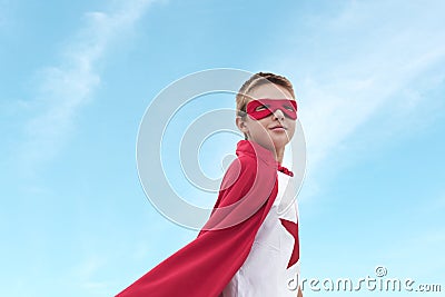 Superhero Boy Imagination Freedom Happiness Concept Stock Photo