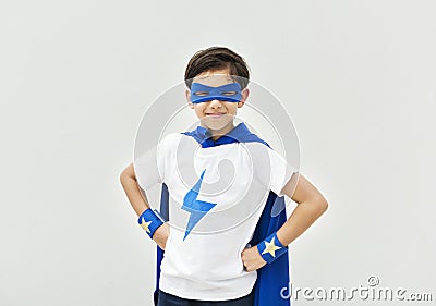 Superhero Boy Imagination Freedom Happiness Concept Stock Photo