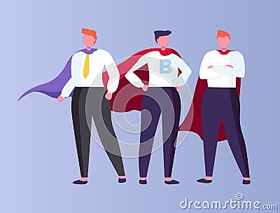 Superhero Businessmen Wearing Cloaks Isolated Vector Illustration