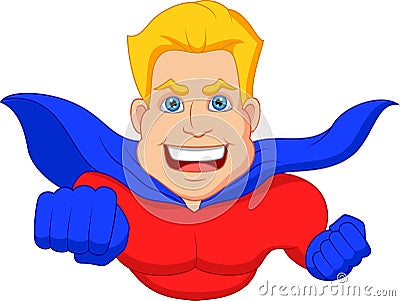 Superhero cartoon flying Vector Illustration