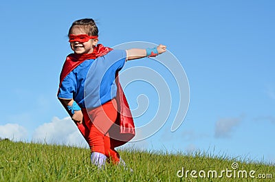 Superhero child - girl power Stock Photo