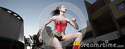 Superhero in the city Stock Photo